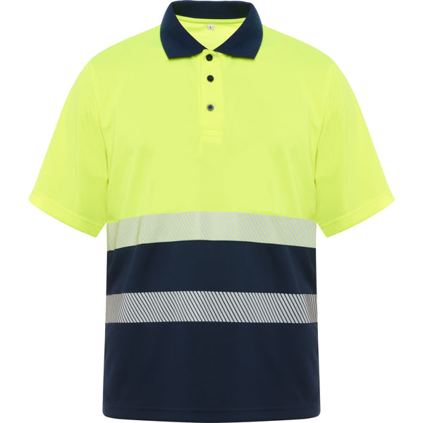 POLO VEGA T/S MARINO/AMARILLO FLUOR