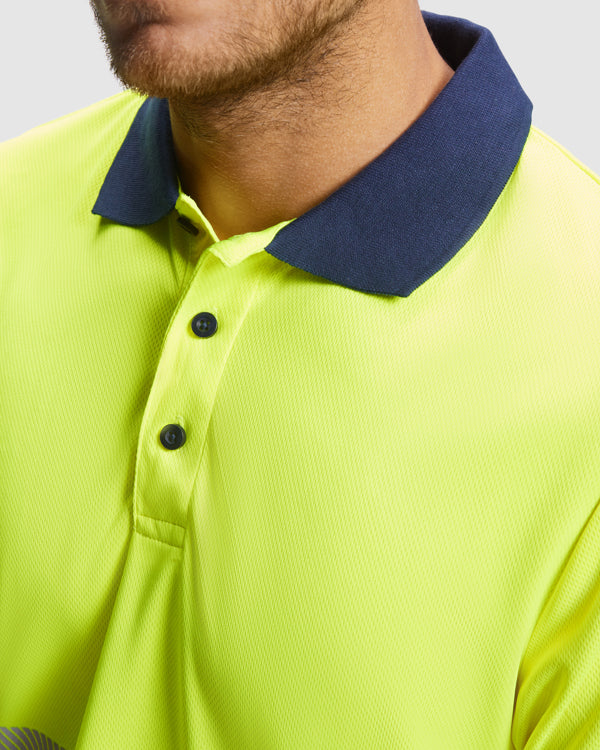 POLO VEGA T/S MARINO/AMARILLO FLUOR