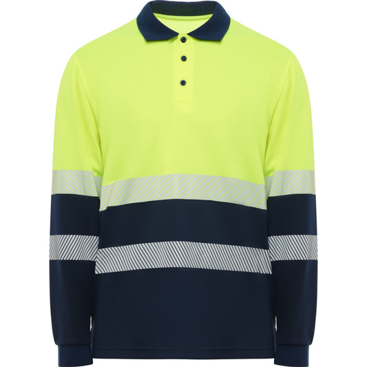 POLO MANGA LARGA VEGA T/S MARINO/AMARILLO FLUOR