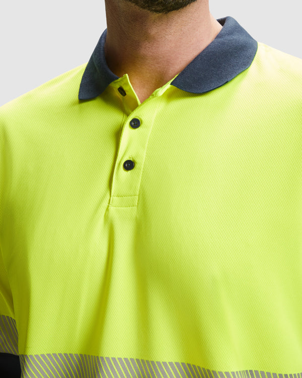 POLO MANGA LARGA VEGA T/S MARINO/AMARILLO FLUOR