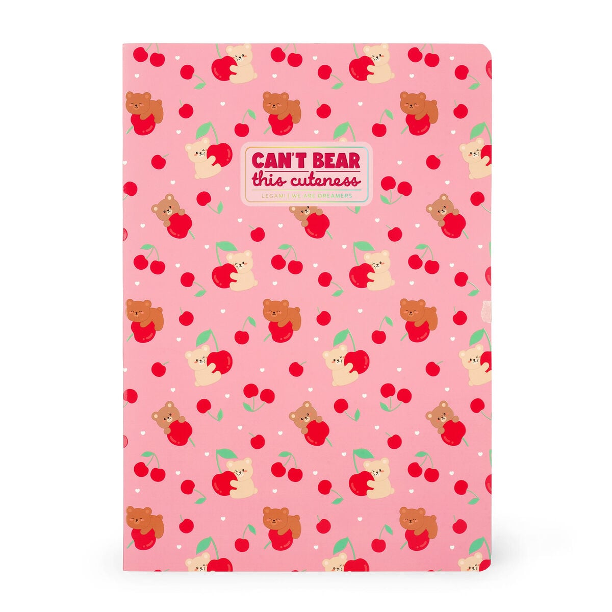 Legami — cuaderno escolar A4 con tapa ilustrada estampado Teddy Bear Cherry Pink, colección Back to School