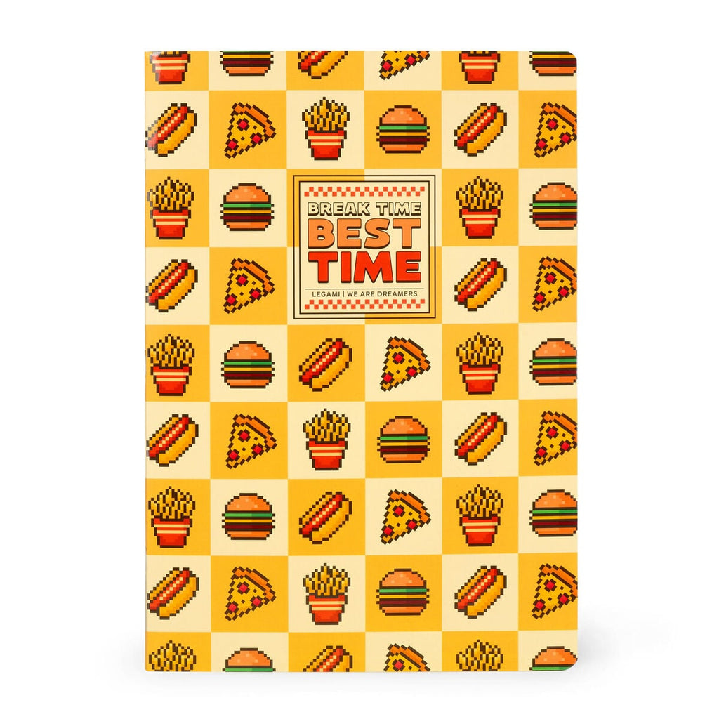 Legami — cuaderno escolar A4 con tapa ilustrada estampado Food Pixel, colección Back to School