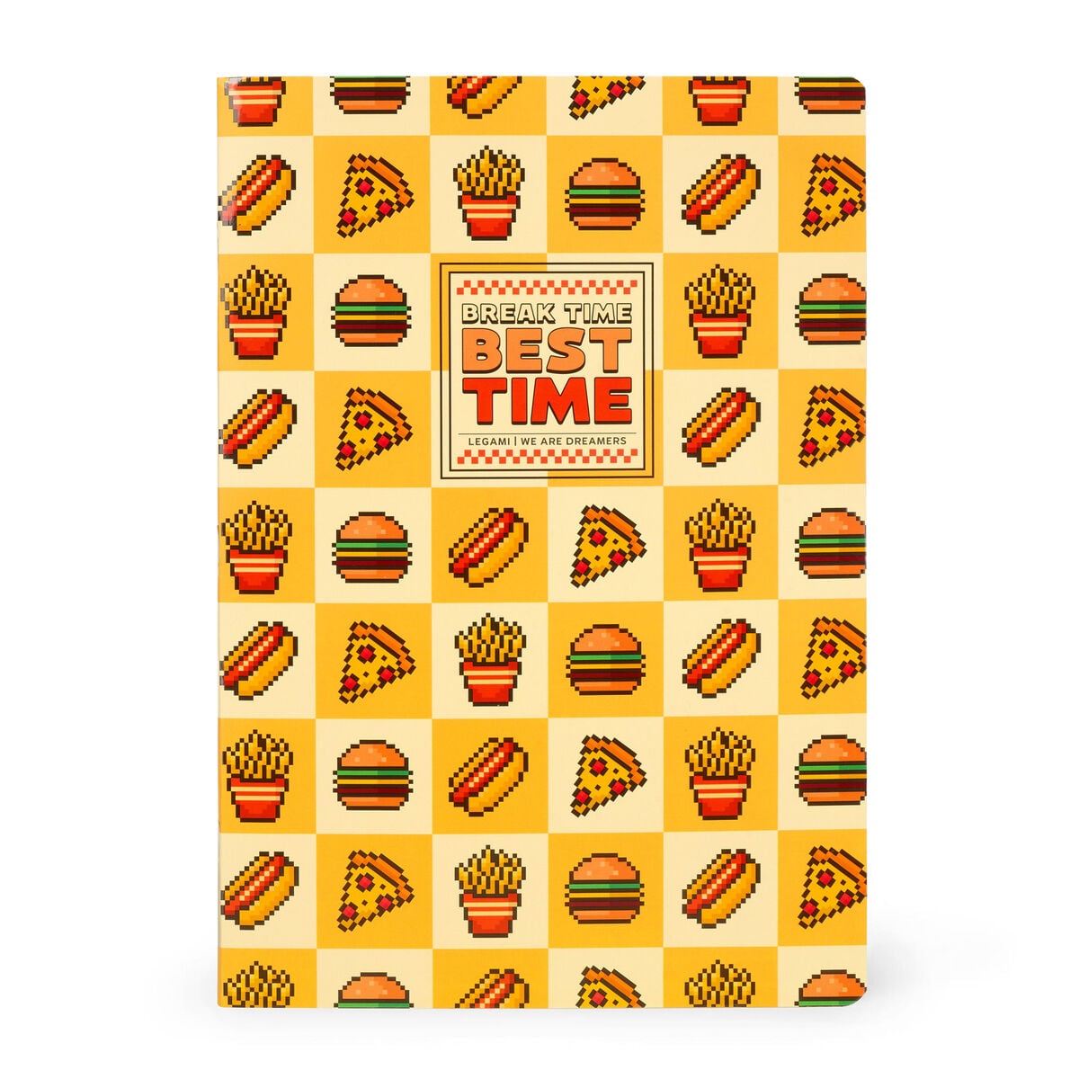 Legami — cuaderno escolar A4 con tapa ilustrada estampado Food Pixel, colección Back to School