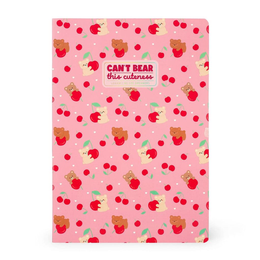 Legami — cuaderno escolar A4 con tapa ilustrada estampado Teddy Bear Cherry Pink, colección Back to School