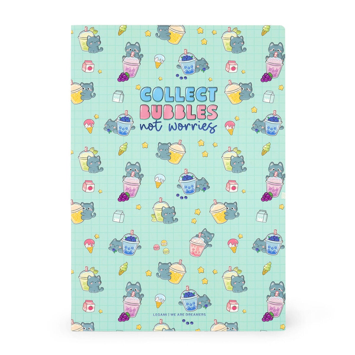 Legami — cuaderno escolar A4 con tapa ilustrada estampado Kitty Bubble Tea, colección Back to School