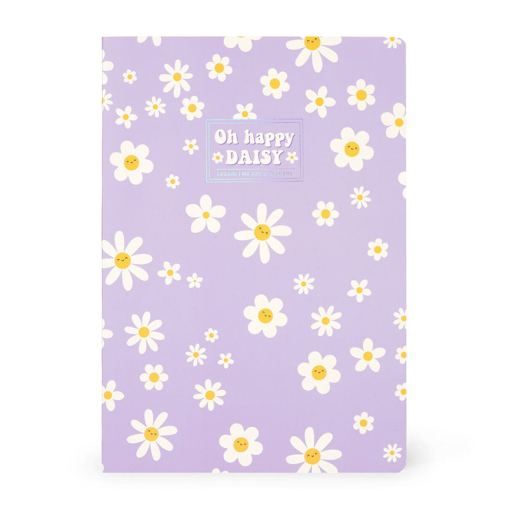 Legami — cuaderno escolar A4 con tapa ilustrada estampado Daisy Lilac, colección Back to School