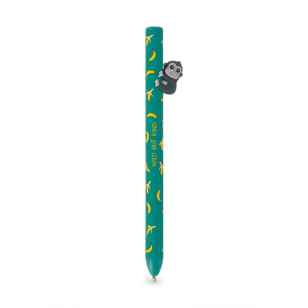 Legami — bolígrafo con muñequito de peluche desmontable estampado Gorilla, colección Back to School