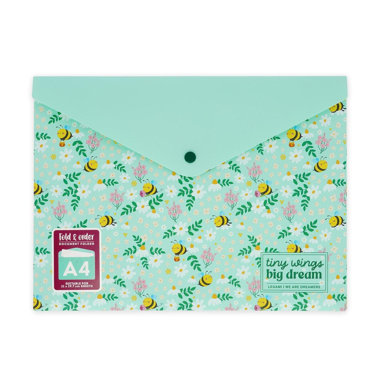 Legami — carpeta organizadora de documentos estampado Bee Green, colección Back to School