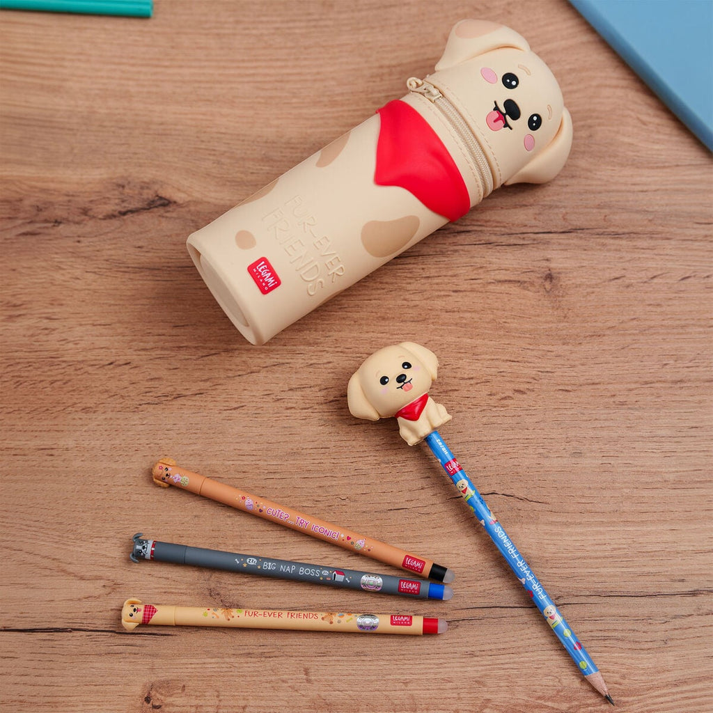 Legami — lápiz antiestrés blandito con figura animal estampado Fur Ever Friends, colección Back to School
