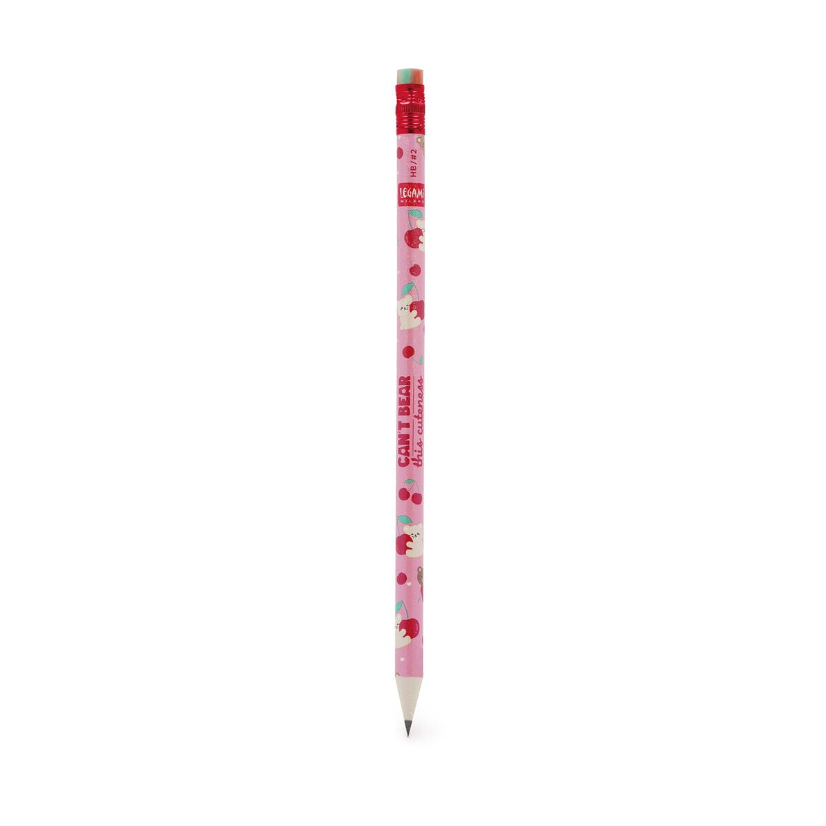 Legami — lápiz de papel reciclado ecológico estampado Teddy Bear Cherry Pink, colección Back to School
