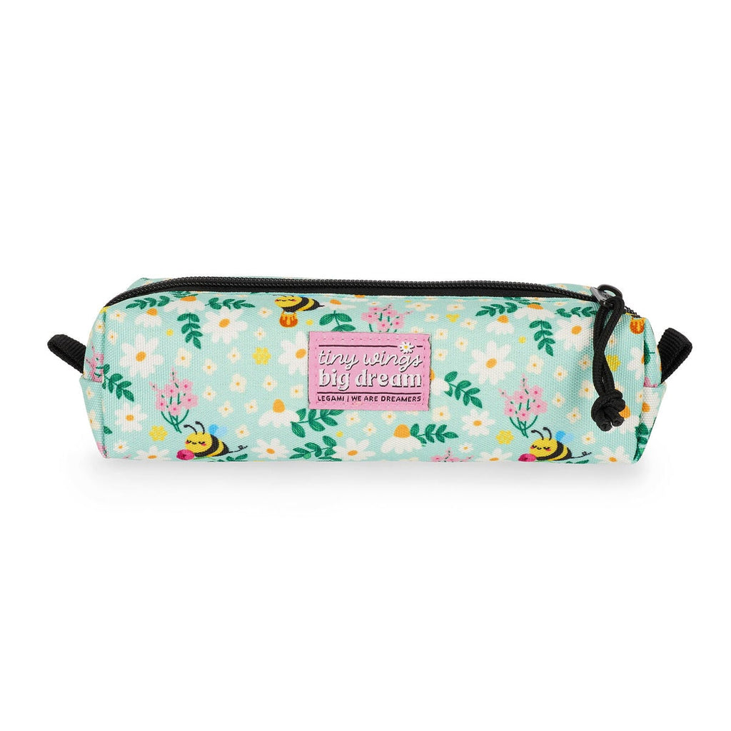 Legami — estuche escolar compacto de tela estampado Bee Green, colección Back to School