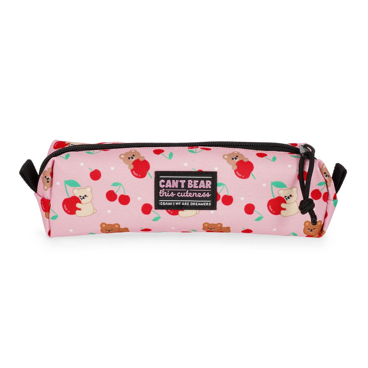 Legami — estuche escolar compacto de tela estampado Teddy Bear Cherry Pink, colección Back to School