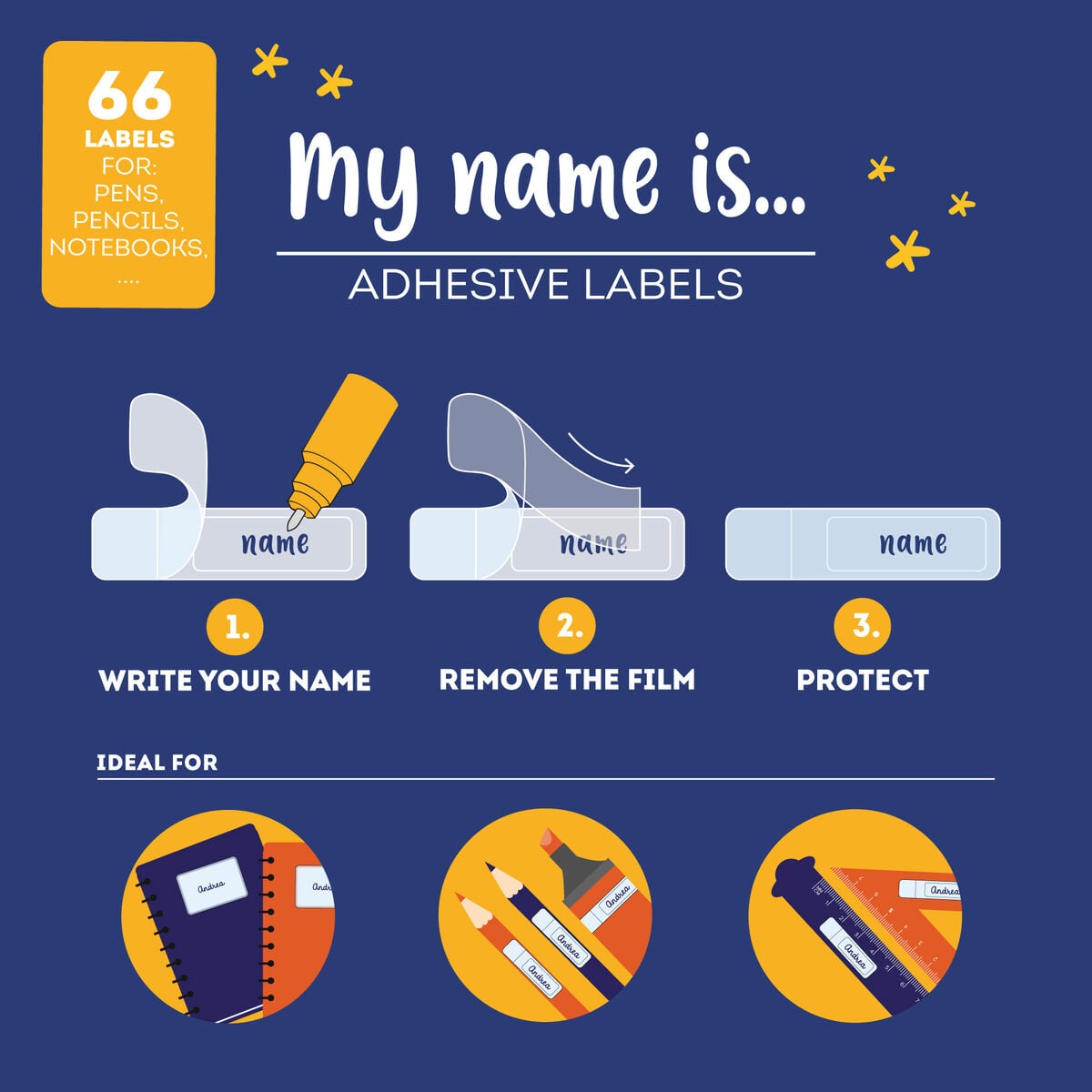 Etiquetas Adhesivas con Película Protectora - My Name Is... - Space