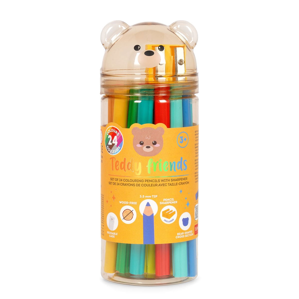 Set de 24 Lápices de Colores con Sacapuntas - Teddy Friends
