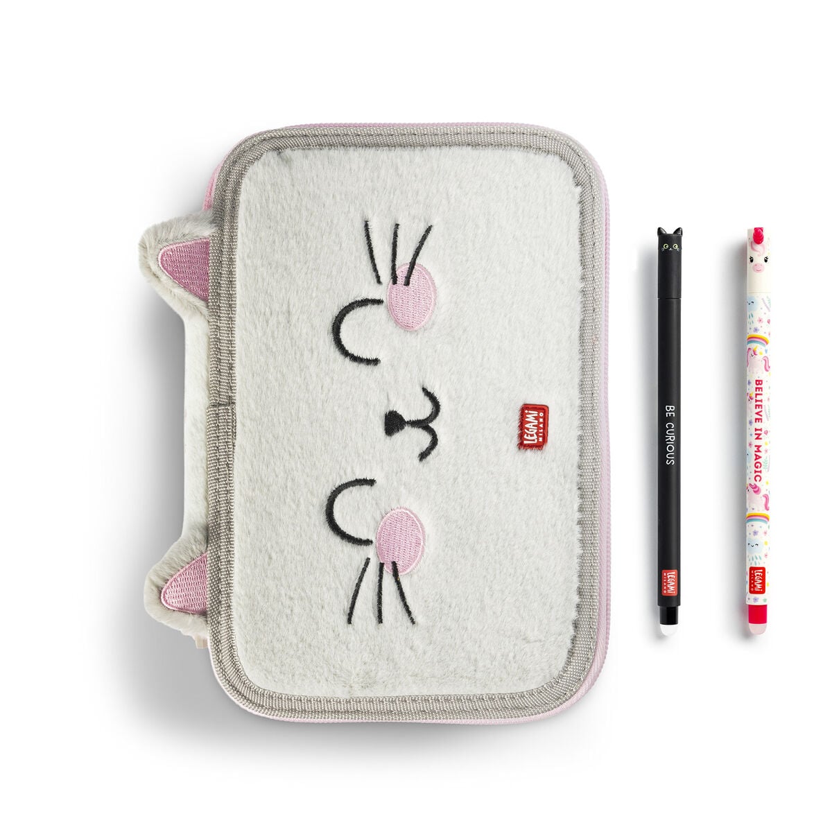 Estuche de 3 Compartimentos - Kitty + 2 Erasable Pen