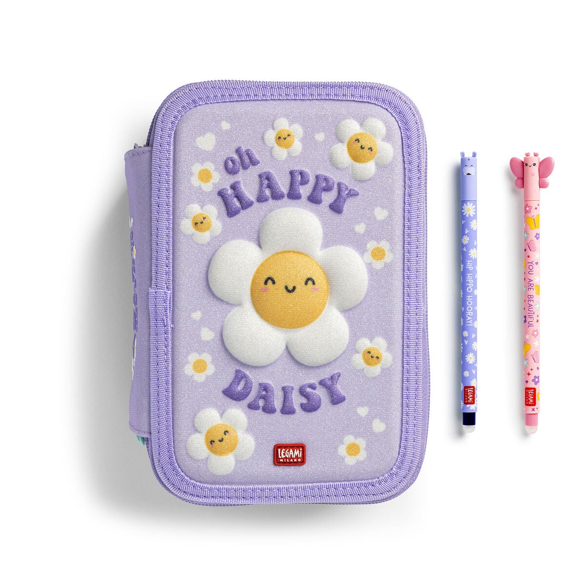 Estuche de 3 Compartimentos - Daisy + 2 Erasable Pen